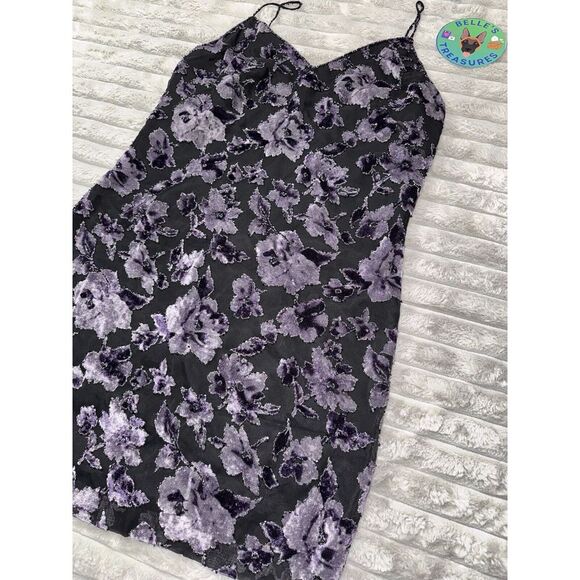 Oleg Cassini Beaded Mini Dress 10 Petite 90s Y2K Velvet Floral Purple Black NWT‎ - Picture 6 of 9